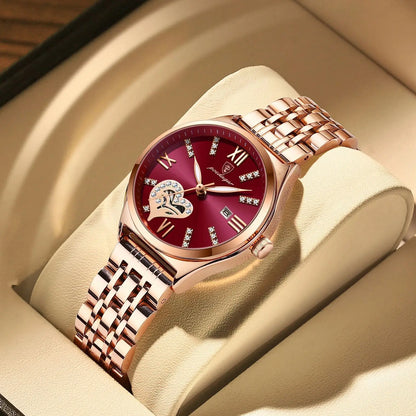 POEDAGAR Exquisite Luxury Watches For Women Waterproof Luminous Date Stainless Steel Casual Woman Wristwatch Quartz Ladies Watch