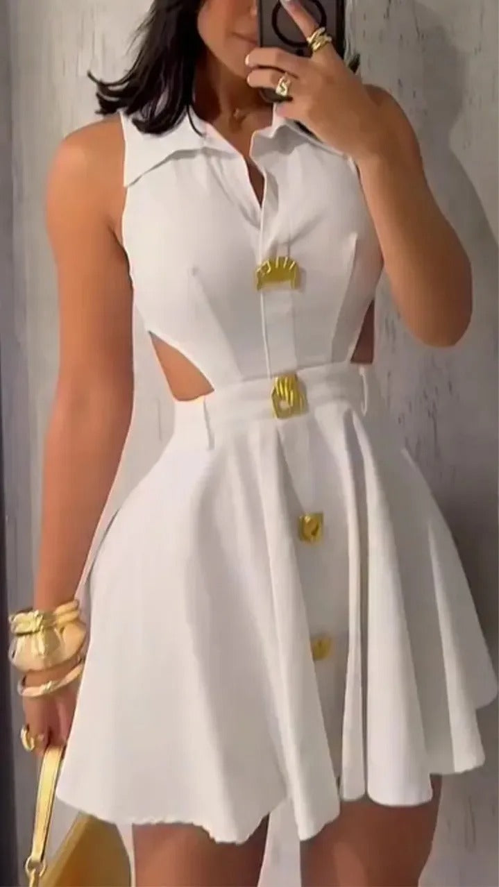 Rolanda-store A-Line Dress with Buckle Detail